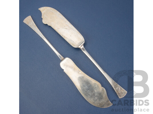Two Austrian Silver Fish Knives .800