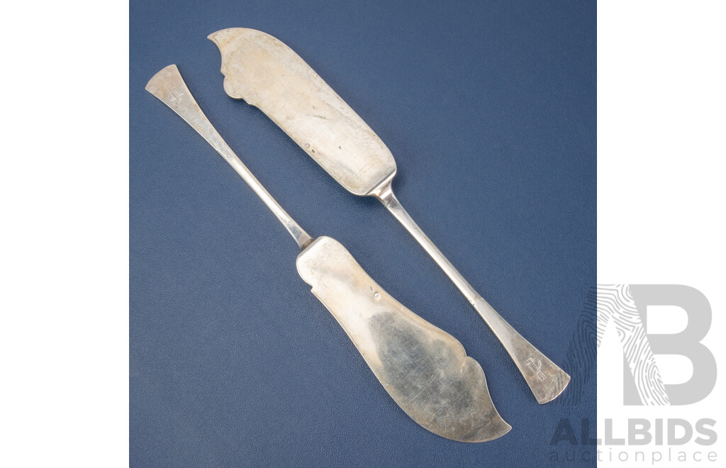 Two Austrian Silver Fish Knives .800