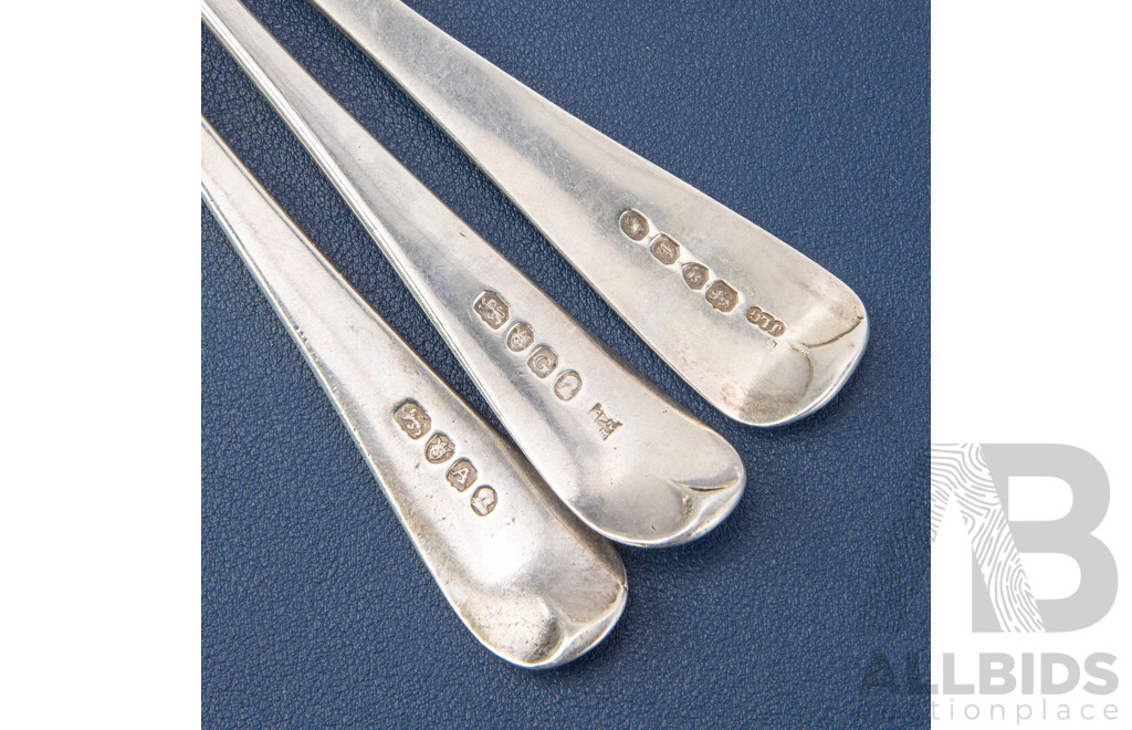 Three Sterling Silver Spoons Including Two Peter, Ann & William Bateman, London 1796, 1802 and John Le Gallais, London 1848 .925