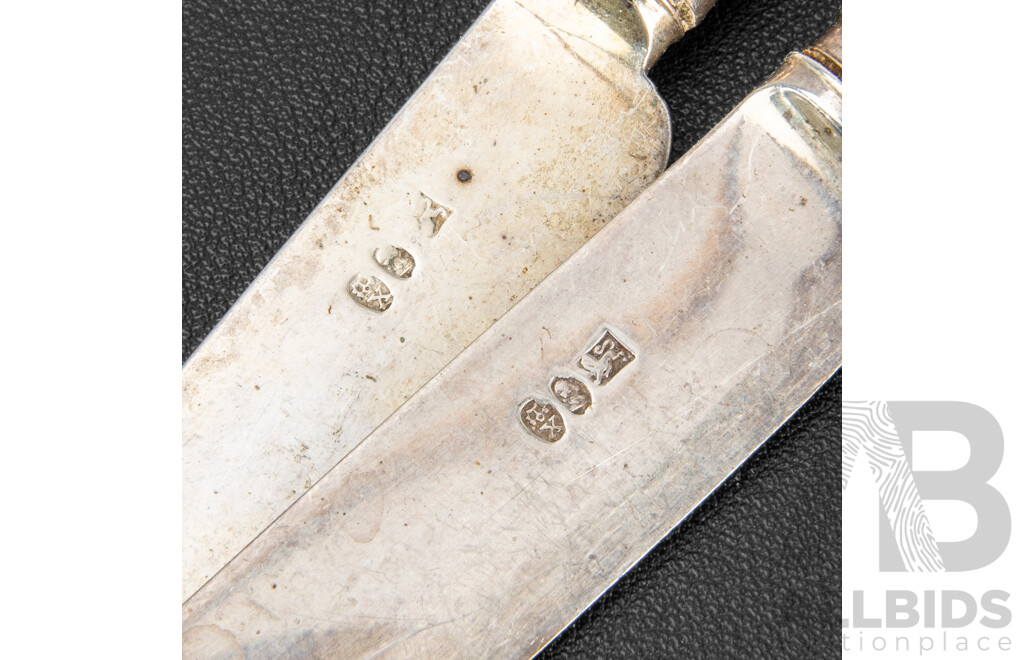 Eleven Georgian Sterling Silver Kings Pattern Fruit Knives