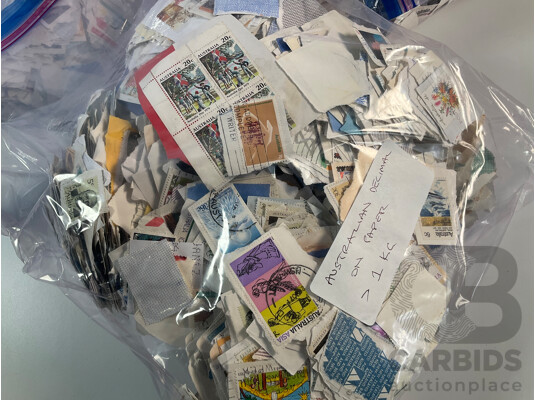 Large Collection of Australian Decimal Stamps on Paper - Approximately 5 Kilograms