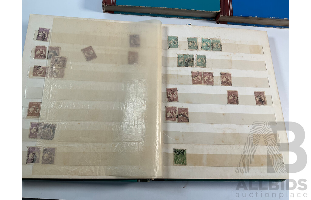 Three Vintage Stamp Albums Including Australian Predecimal, Samoa, Mauritius, Panama, Spain, Denmark, Switzerland, Brazil, Germany, Singapore, Malaya, Malta and More