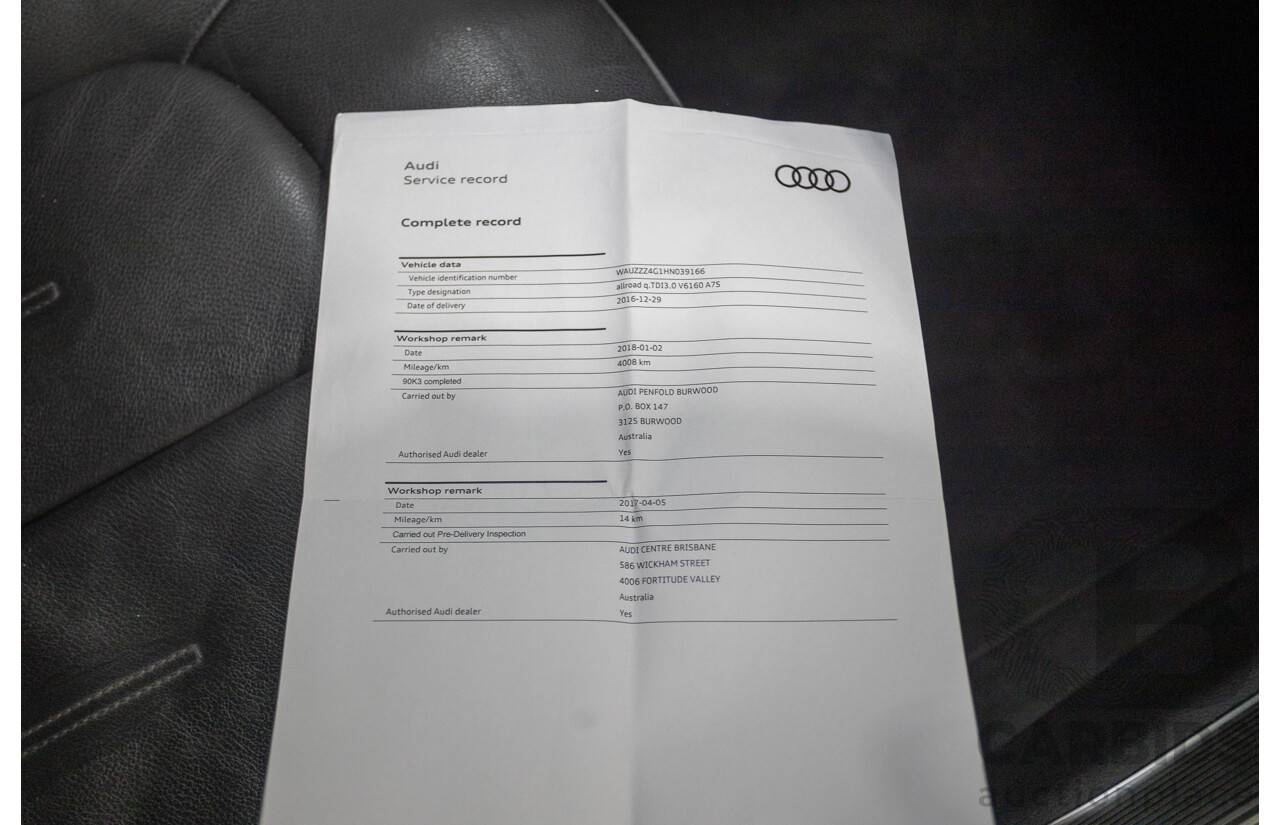 2/2017 Audi A6 Allroad Quattro TDI (AWD) 4GH MY17 4D Wagon Tornado Gray Metallic Turbo Diesel 3.0L