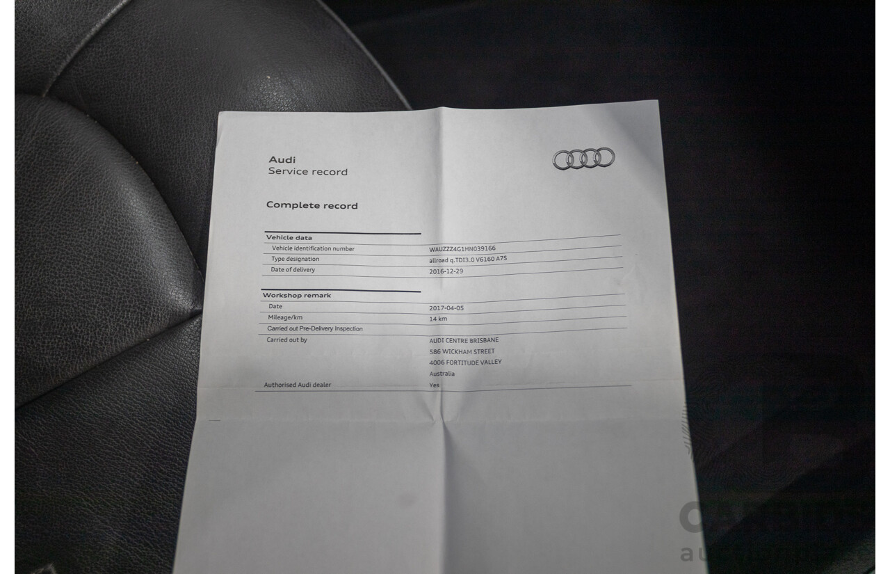 2/2017 Audi A6 Allroad Quattro TDI (AWD) 4GH MY17 4D Wagon Tornado Gray Metallic Turbo Diesel 3.0L