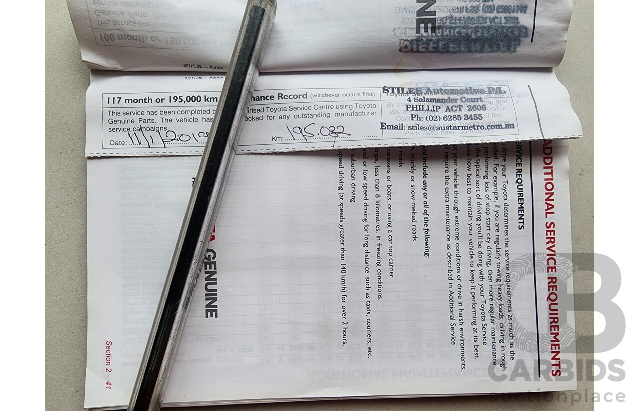 1/2010 Toyota Aurion Sportivo SX6 GSV40R 09 UPGRADE 4d Sedan Black 3.5L