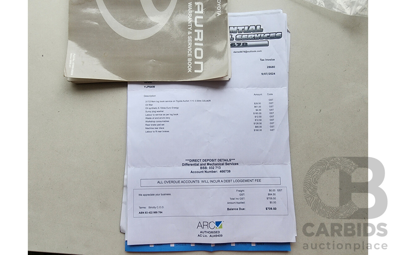 1/2010 Toyota Aurion Sportivo SX6 GSV40R 09 UPGRADE 4d Sedan Black 3.5L