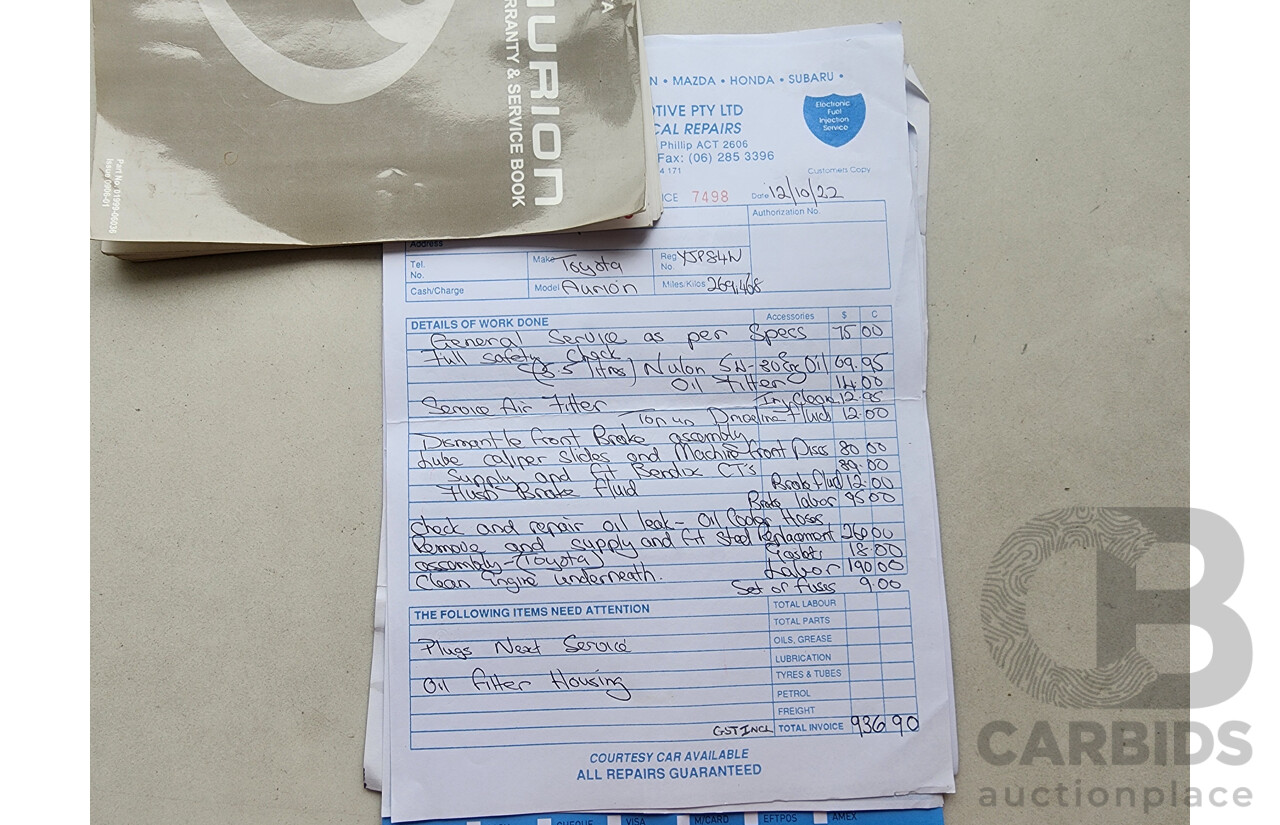 1/2010 Toyota Aurion Sportivo SX6 GSV40R 09 UPGRADE 4d Sedan Black 3.5L