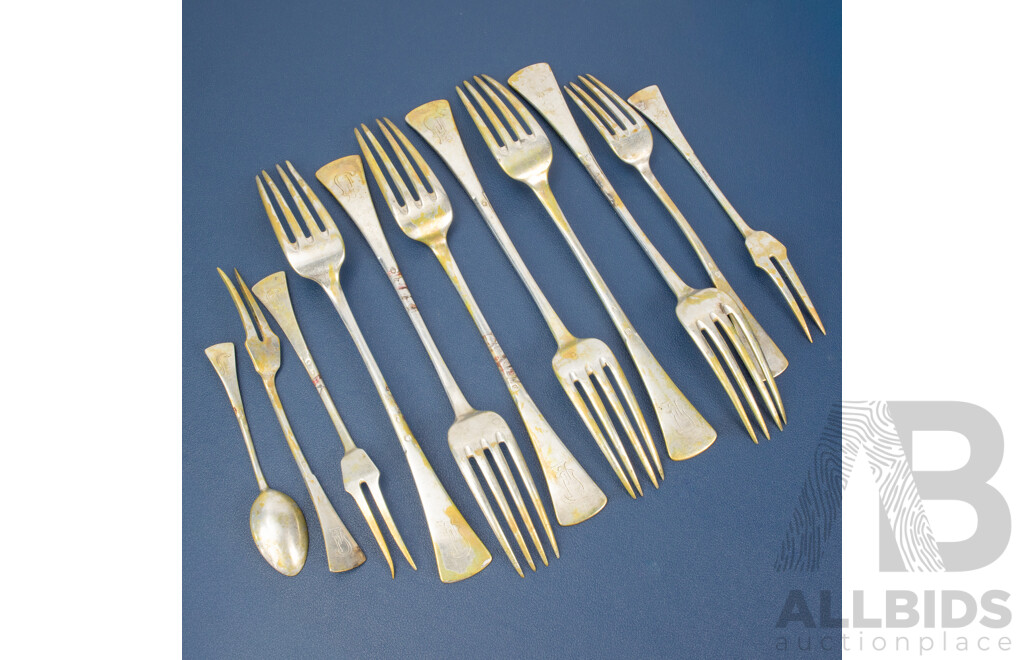 Collection of Antique Silver Forks and Teaspoon