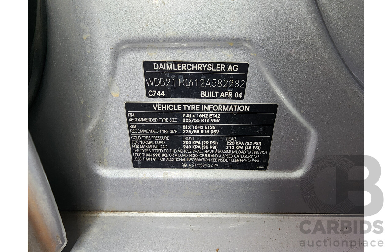 6/2004 Mercedes-Benz E240 Elegance 211 4d Sedan Silver 2.6L