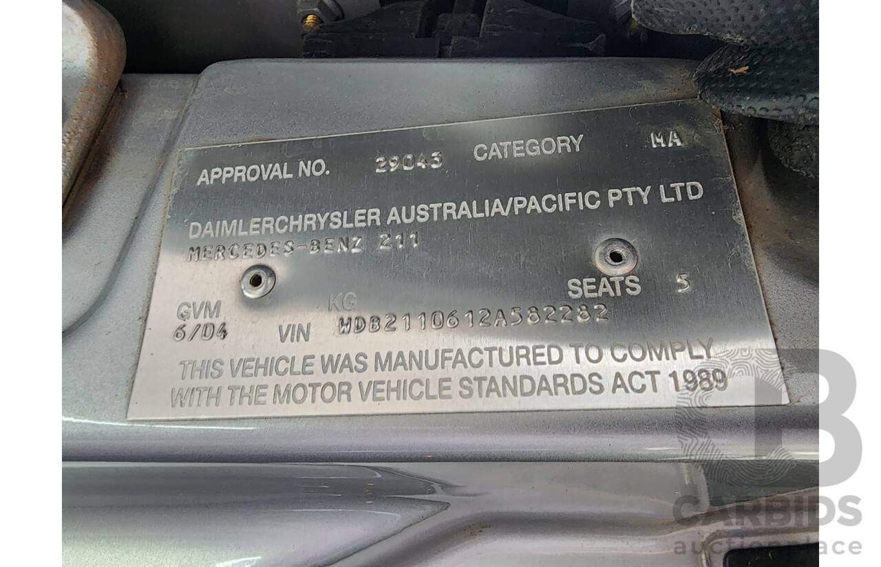 6/2004 Mercedes-Benz E240 Elegance 211 4d Sedan Silver 2.6L