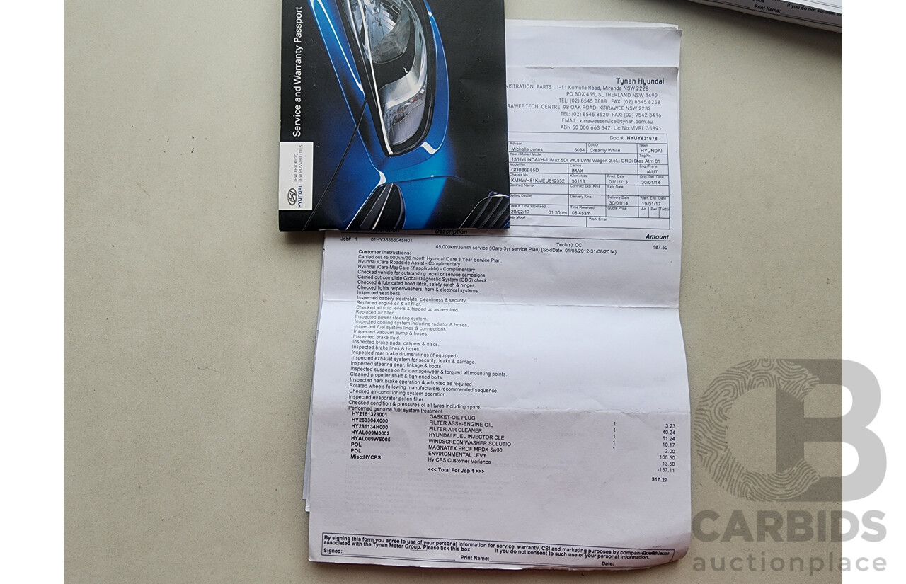 1/2014 Hyundai Imax  TQ MY13 4d Wagon White 2.5L