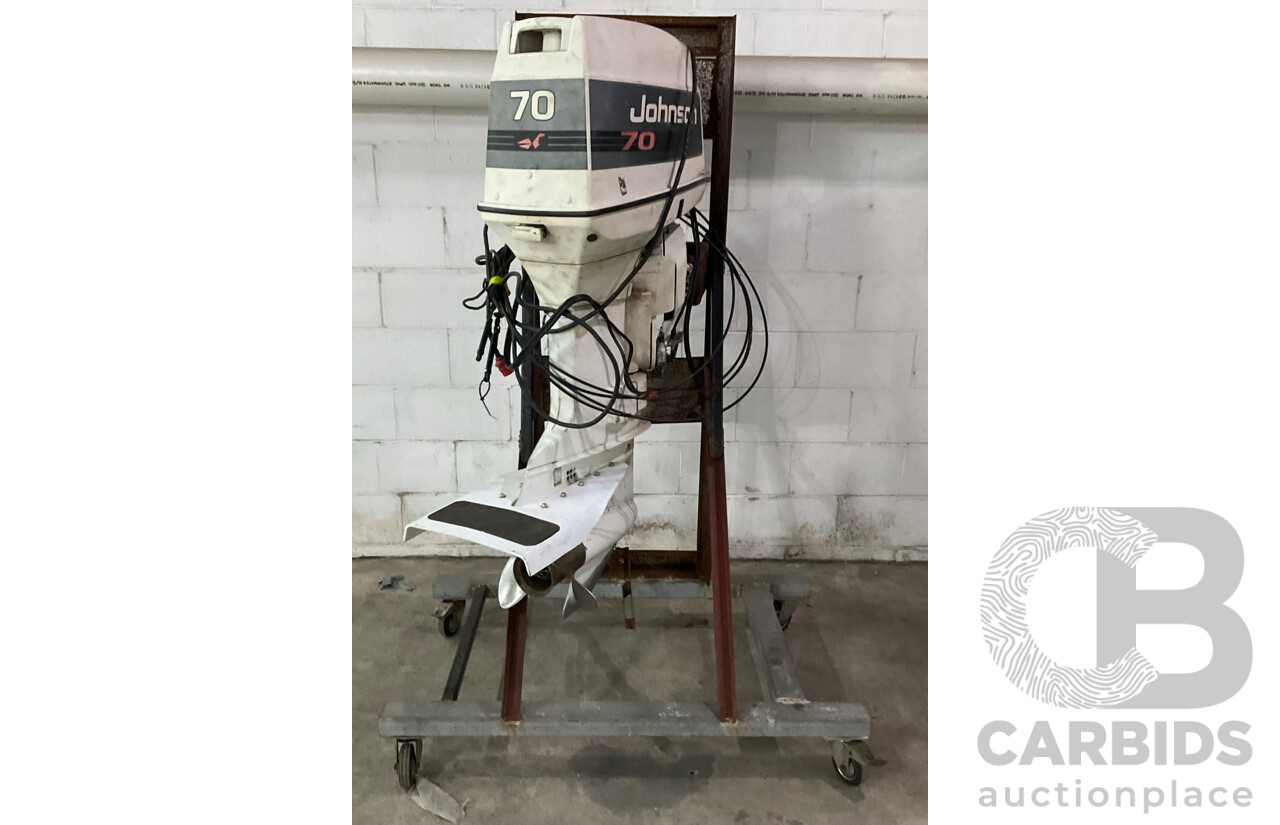 Johnson 70 Outboard Motor with Wheeled Stand