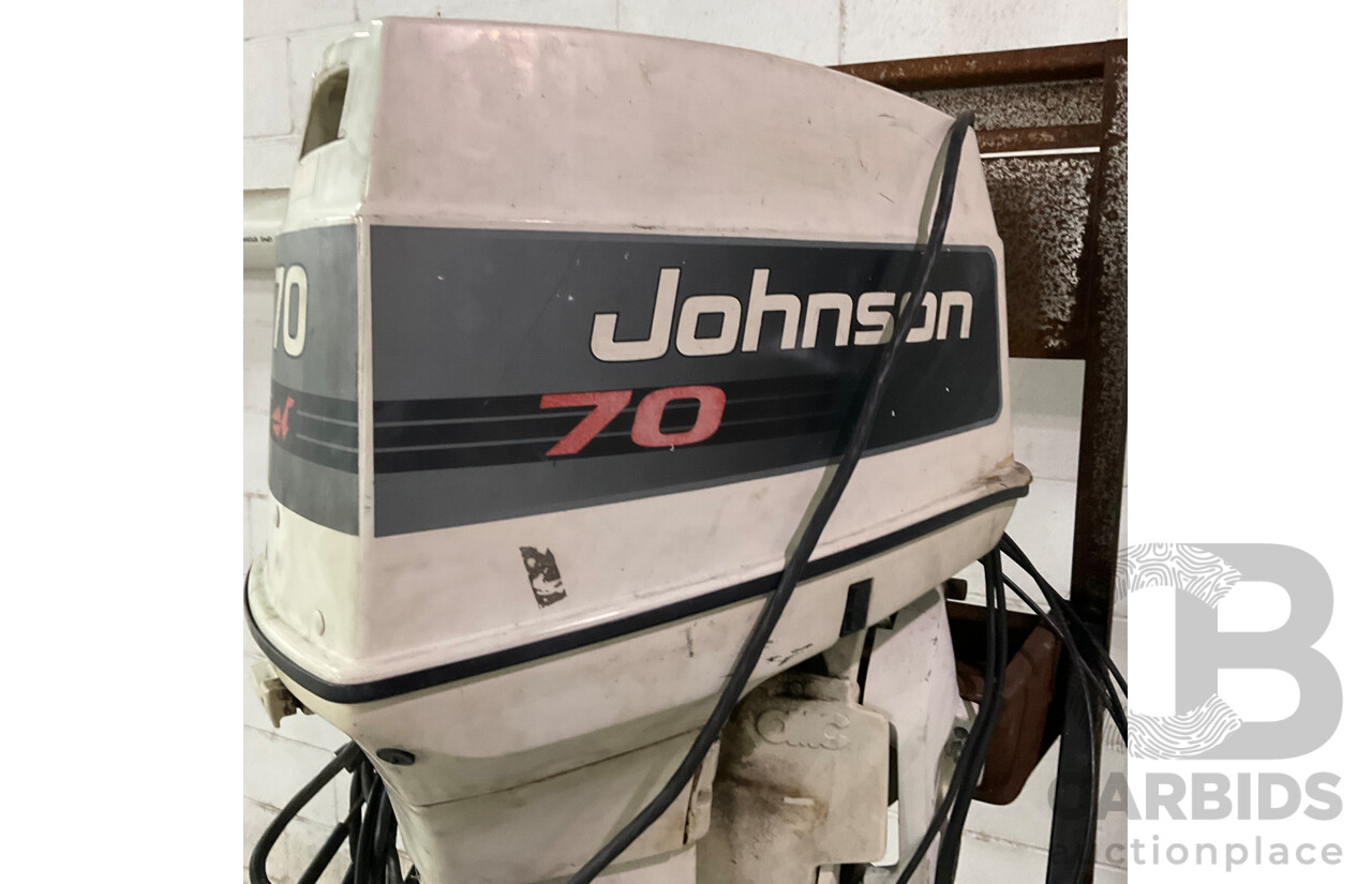 Johnson 70 Outboard Motor with Wheeled Stand