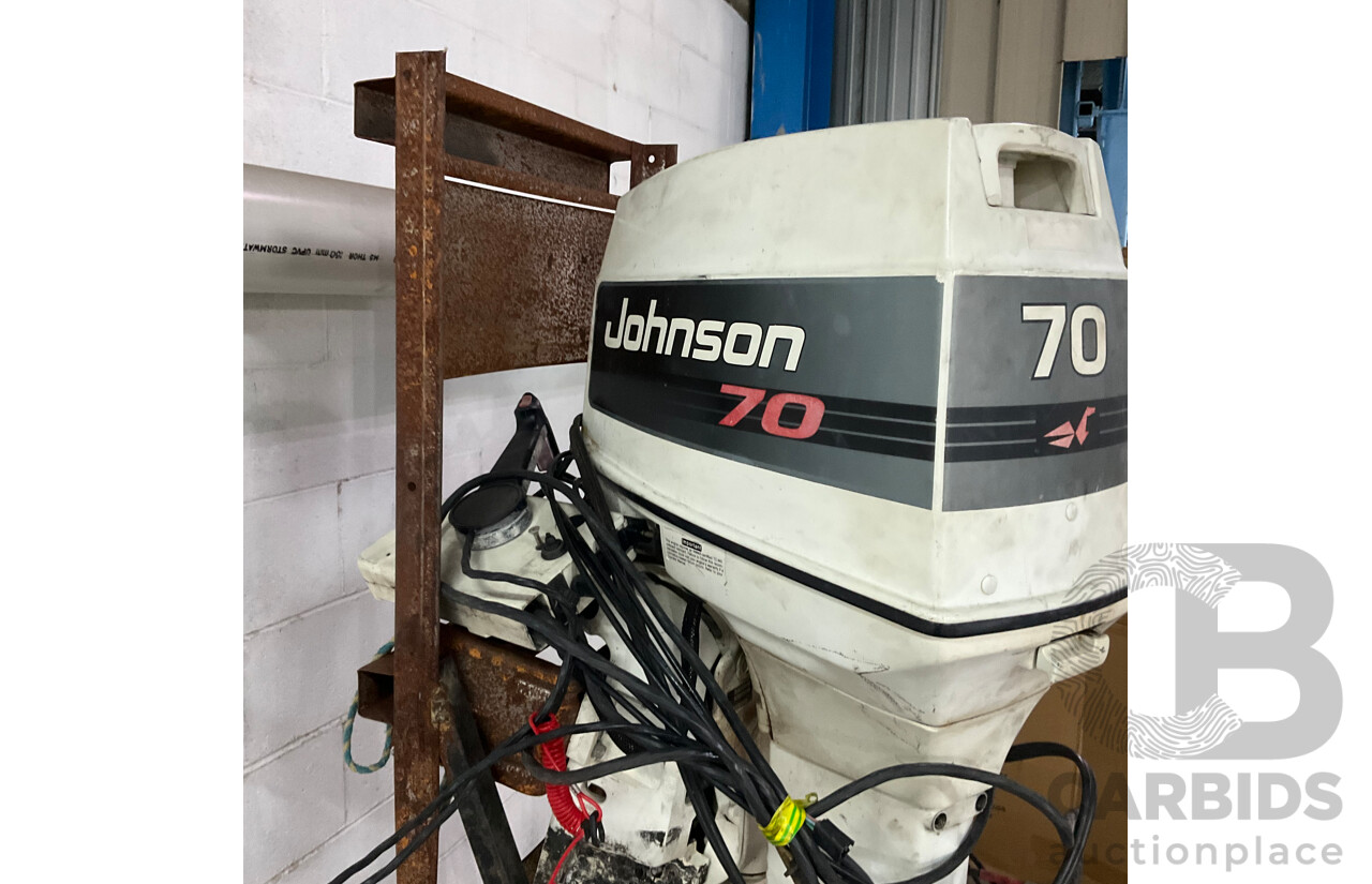 Johnson 70 Outboard Motor with Wheeled Stand