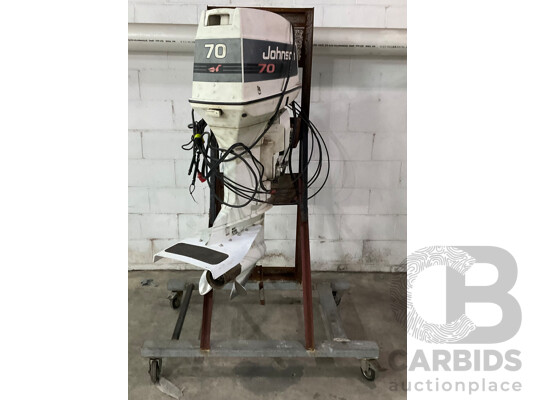 Johnson 70 Outboard Motor with Wheeled Stand