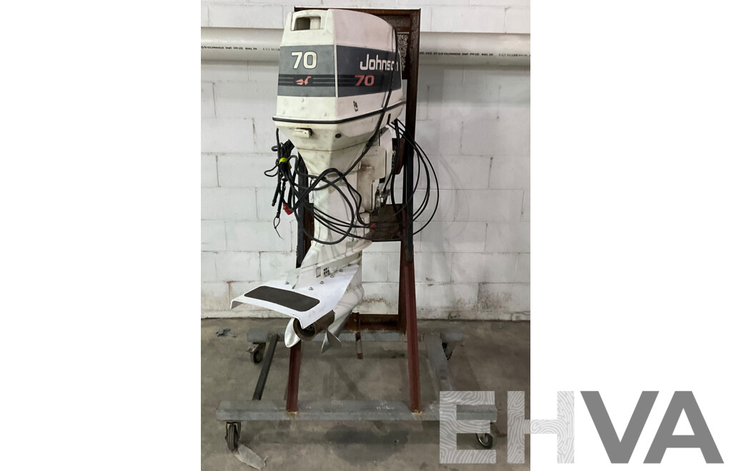 Johnson 70 Outboard Motor with Wheeled Stand