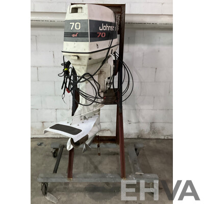 Johnson 70 Outboard Motor with Wheeled Stand