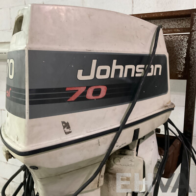 Johnson 70 Outboard Motor with Wheeled Stand