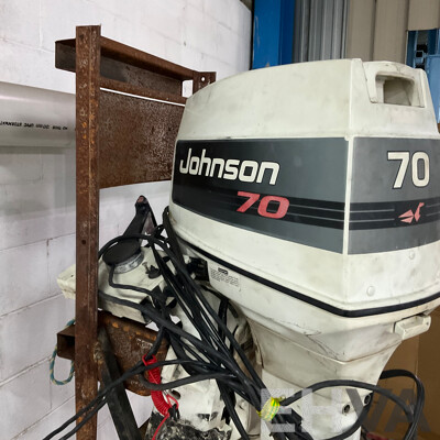 Johnson 70 Outboard Motor with Wheeled Stand