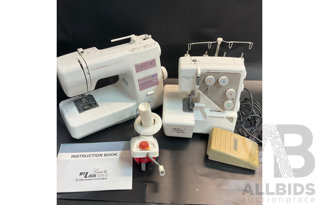 JANOME Overlock My Lock 534D Sewing Machine & My Style 16 - Lot of 2