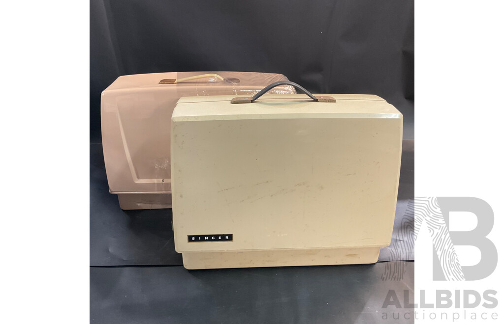 Vintage SINGER Sewing Machines - Deluxe Stylist 518 & Model 237 - Lot of 2