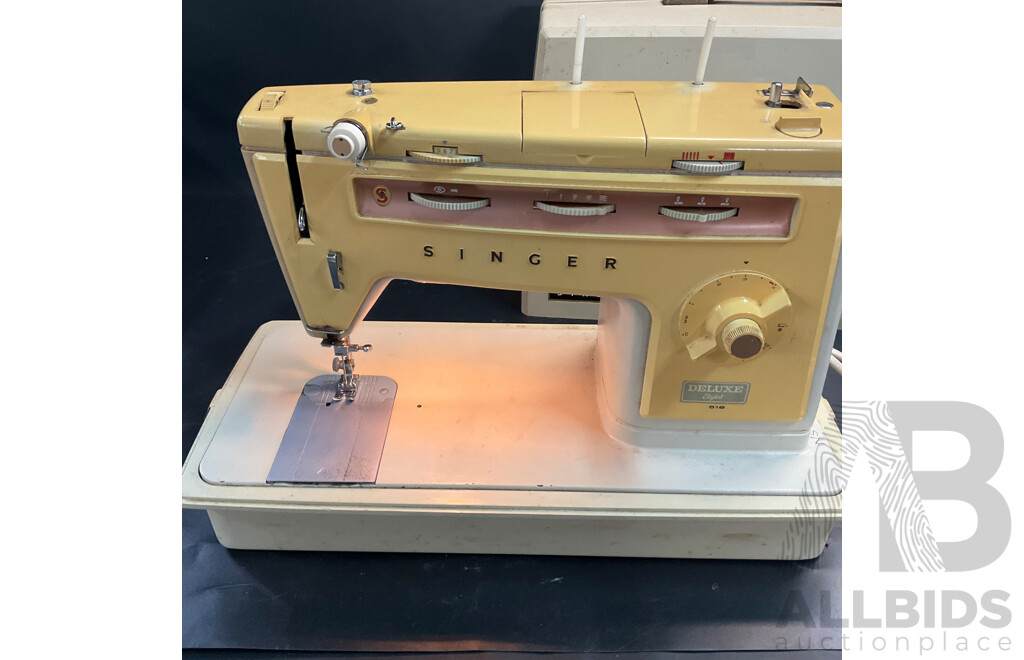 Vintage SINGER Sewing Machines - Deluxe Stylist 518 & Model 237 - Lot of 2