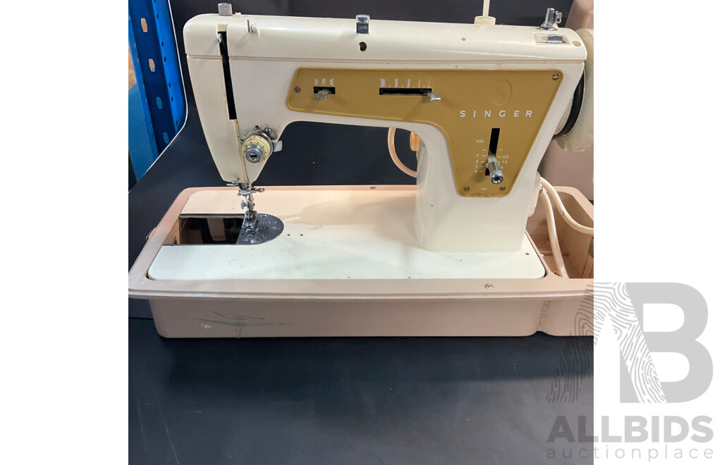 Vintage SINGER Sewing Machines - Deluxe Stylist 518 & Model 237 - Lot of 2