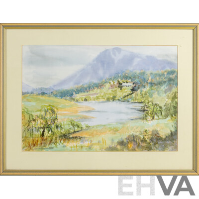 Marilyn Ecob, (20th Century, Australian), Lambrigg Homestead, Original Vintage Watercolour on Card, 52 x 69 cm (frame)