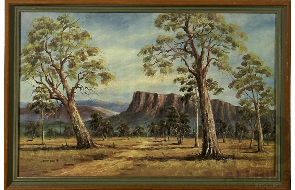 John Pinto, (20th Century, Australian, 1926-2009), Northern Territory Landscape, Reproduction Embellished Oil on Canvas, 44 x 63 cm (frame)
