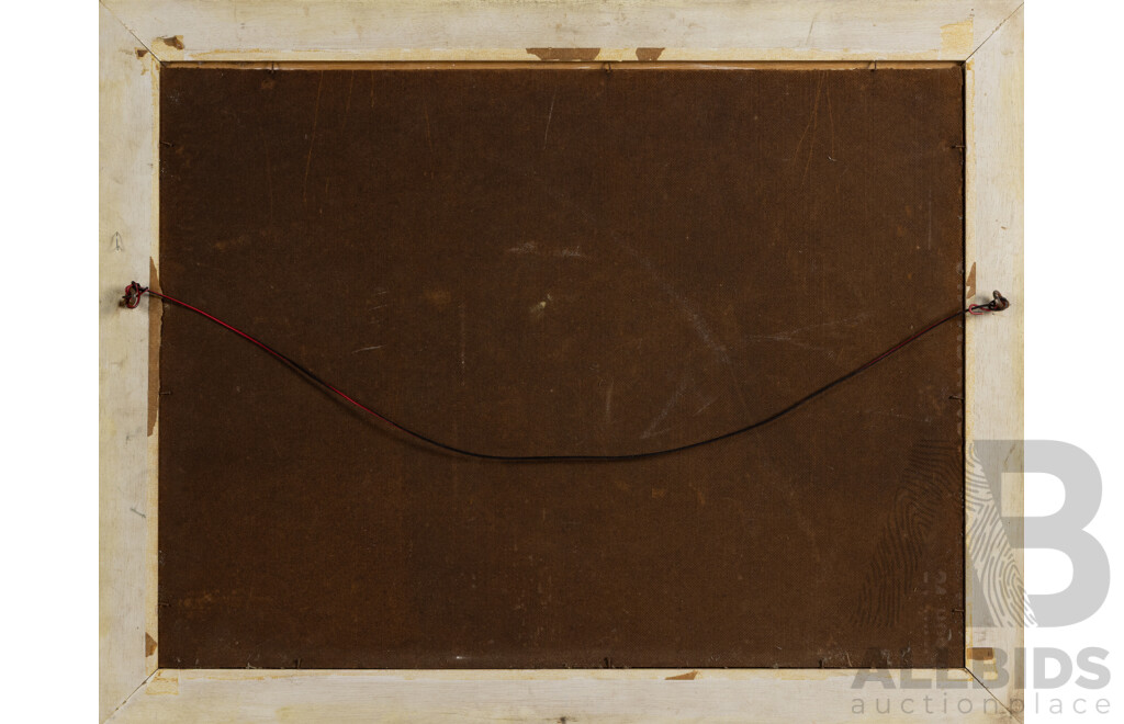 Del Newport (20th Century, Australian, 1941-2011), Landscape - Gumtrees by the Water (1967), Wonderful Vintage Oil on Board, 56 x 71 cm (frame)