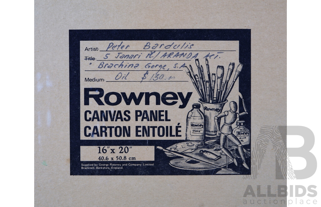 Peter Bardulis (20th Century, Latvian-Australian, 1912-1988), Brachina Gorge, S.A, Oil on Canvas Panel, 48 x 59 cm (frame)