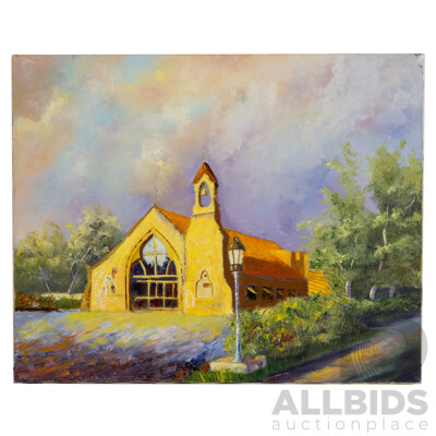 Lazo Stankovic, (20th Century, Australian), Ainslie Church, Lovely Oil on Canvas, 41 x 51 cm