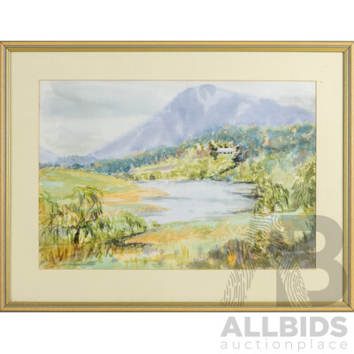 Marilyn Ecob, (20th Century, Australian), Lambrigg Homestead, Original Vintage Watercolour on Card, 52 x 69 cm (frame)