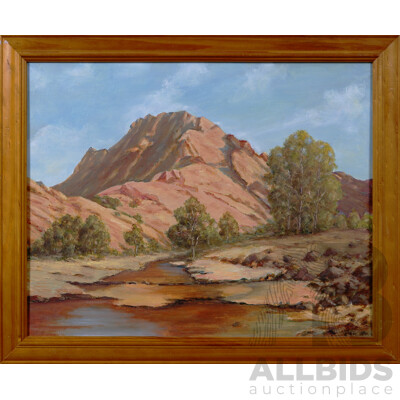 Peter Bardulis (20th Century, Latvian-Australian, 1912-1988), Brachina Gorge, S.A, Oil on Canvas Panel, 48 x 59 cm (frame)