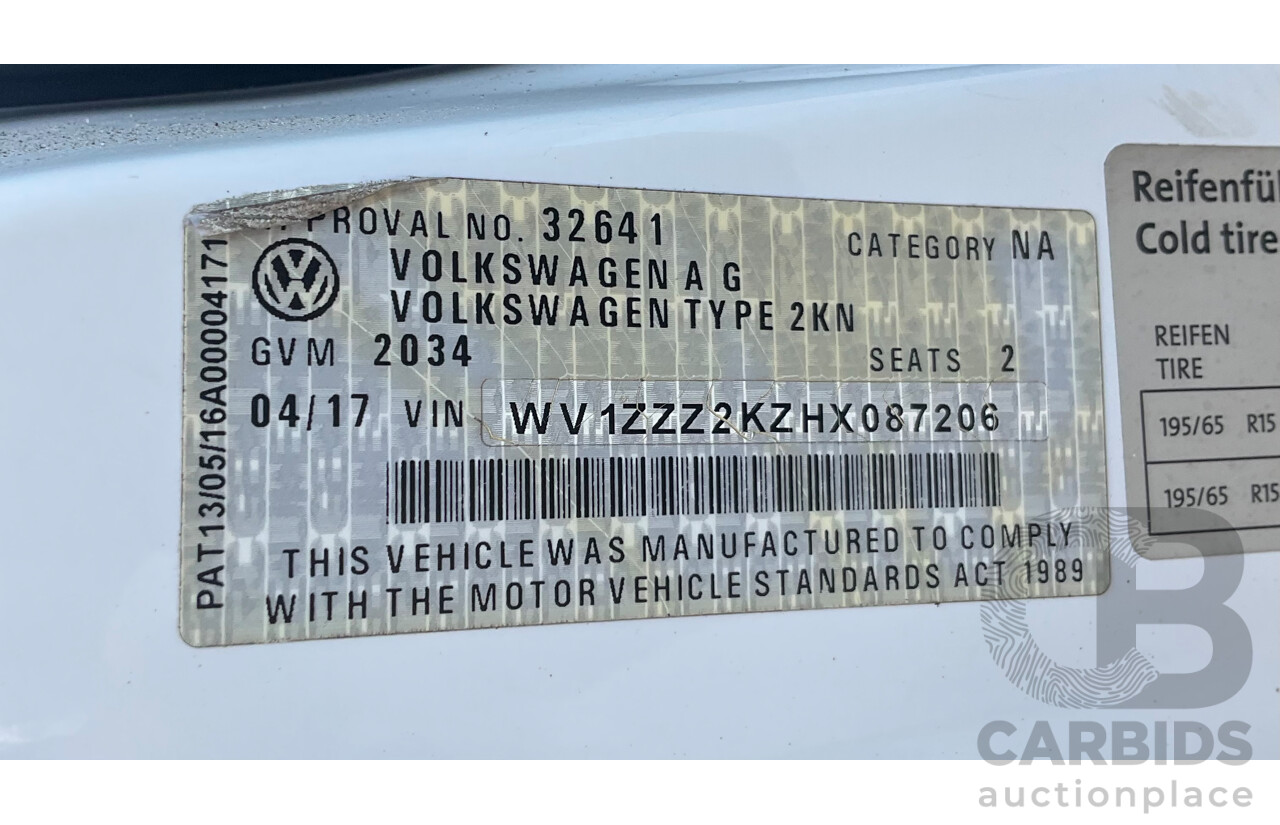 04/2017 Volkswagen Caddy TSI160 Runner (FWD) 2K MY17.5 3d Van Candy White Turbo 1.2L