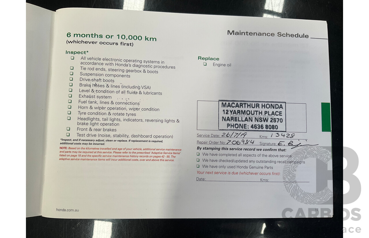 02/2019 Honda Jazz VTi (FWD) GK MY19 5D Hatchback Black 1.5L