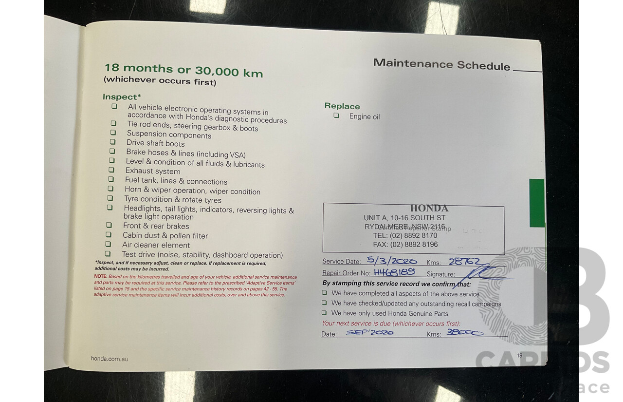 02/2019 Honda Jazz VTi (FWD) GK MY19 5D Hatchback Black 1.5L