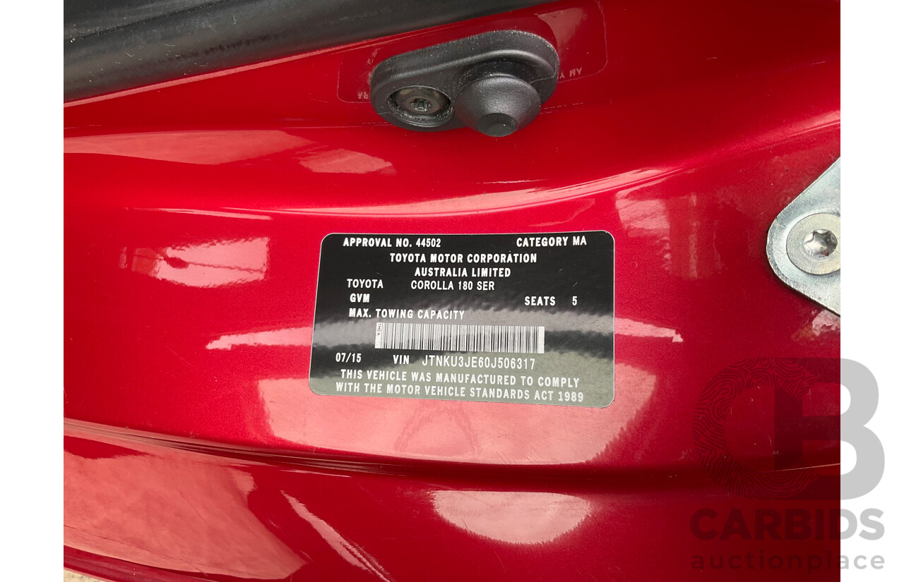07/2015 Toyota Corolla Ascent (FWD) ZRE182R MY15 5d Hatchback Barcelona Red Metallic 1.8L