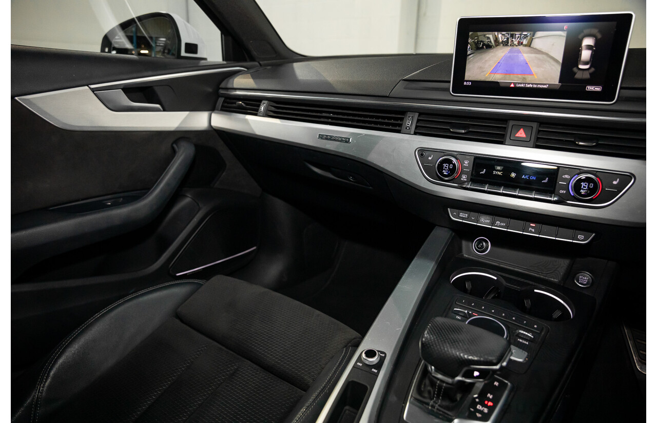 01/2018 Audi A4 2.0 TFSI Quattro S-Line LN (AWD) F4 MY18 (B9) 4d Sedan Ibis White Turbo 2.0L