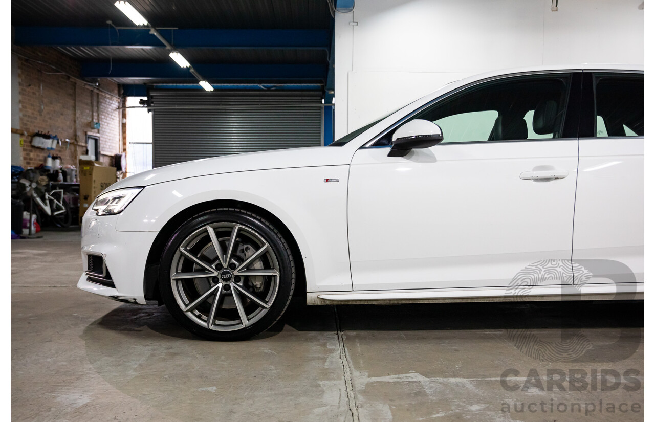 01/2018 Audi A4 2.0 TFSI Quattro S-Line LN (AWD) F4 MY18 (B9) 4d Sedan Ibis White Turbo 2.0L