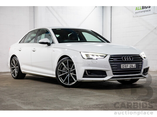 01/2018 Audi A4 2.0 TFSI Quattro S-Line LN (AWD) F4 MY18 (B9) 4d Sedan Ibis White Turbo 2.0L