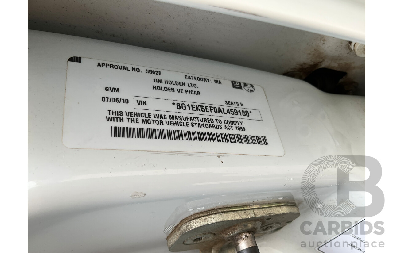 6/2010 Holden Commodore International VE MY10 4d Sedan Heron White V6 3.0L