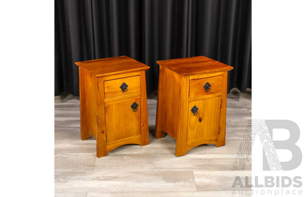 Pair of Modern Timber Bedside Cabinets