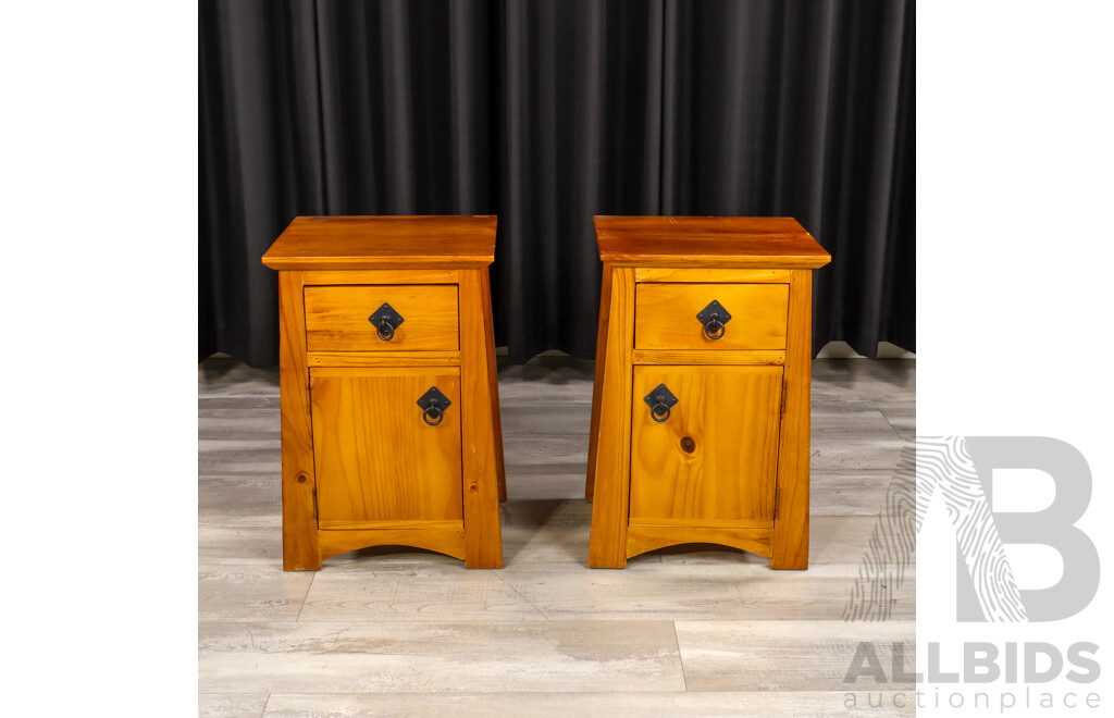 Pair of Modern Timber Bedside Cabinets