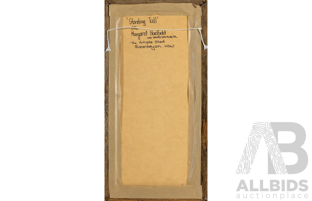 Margaret Hadfield (nee Zorgdrager), Standing Tall, Wonderful Original Oil on Board in Wonderful Wooden Frame, 56 x 29 cm (frame)