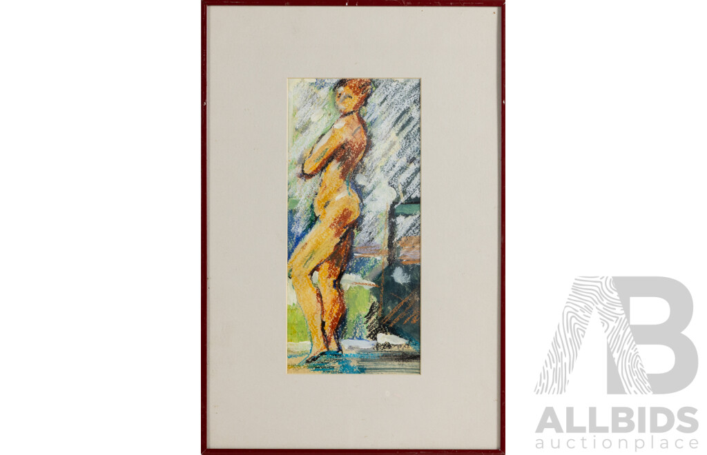 Signed Indistinctly, (20th Century, Working c1980s), Still Life Nude Woman, Original Crayon Sketch, 46 x 31 cm (frame)