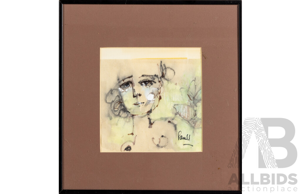 John Paul (20th Century, Working C.1960s), Portraits - Lady I & II, Pair of Mixed Media on Paper, 30 X 28 Cm & 32 X 25 Cm (Frames) (2)