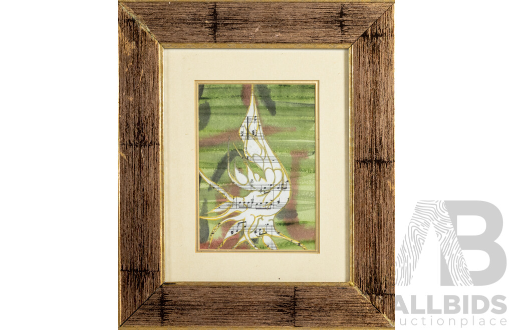 Artist Unknown (20th Century), Dancing to the Music, Original Mixed Media on Paper, 34 x 29 cm (frame)