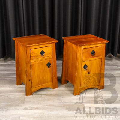Pair of Modern Timber Bedside Cabinets