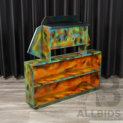 Hand Painted Multi-coloured Two Door Bookcase Cabinet